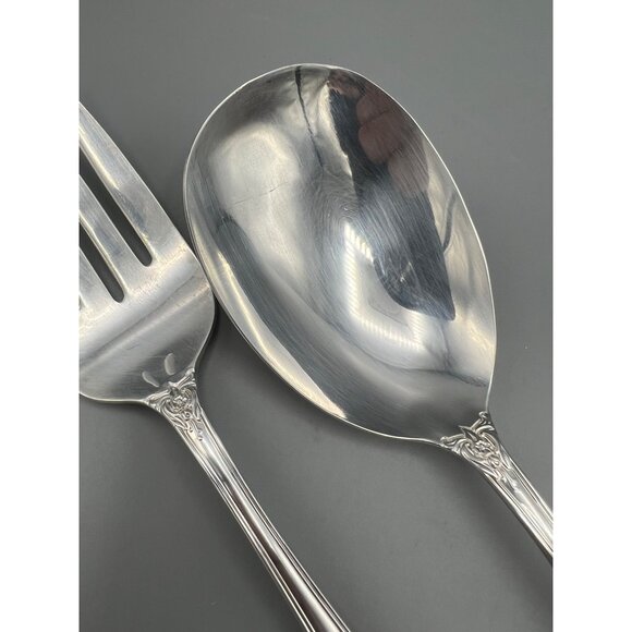 Wm Rogers GRAND ELEGANCE Silver-Plated Ornate Serving Spoon & Meat Fork Set VTG - Picture 13 of 13
